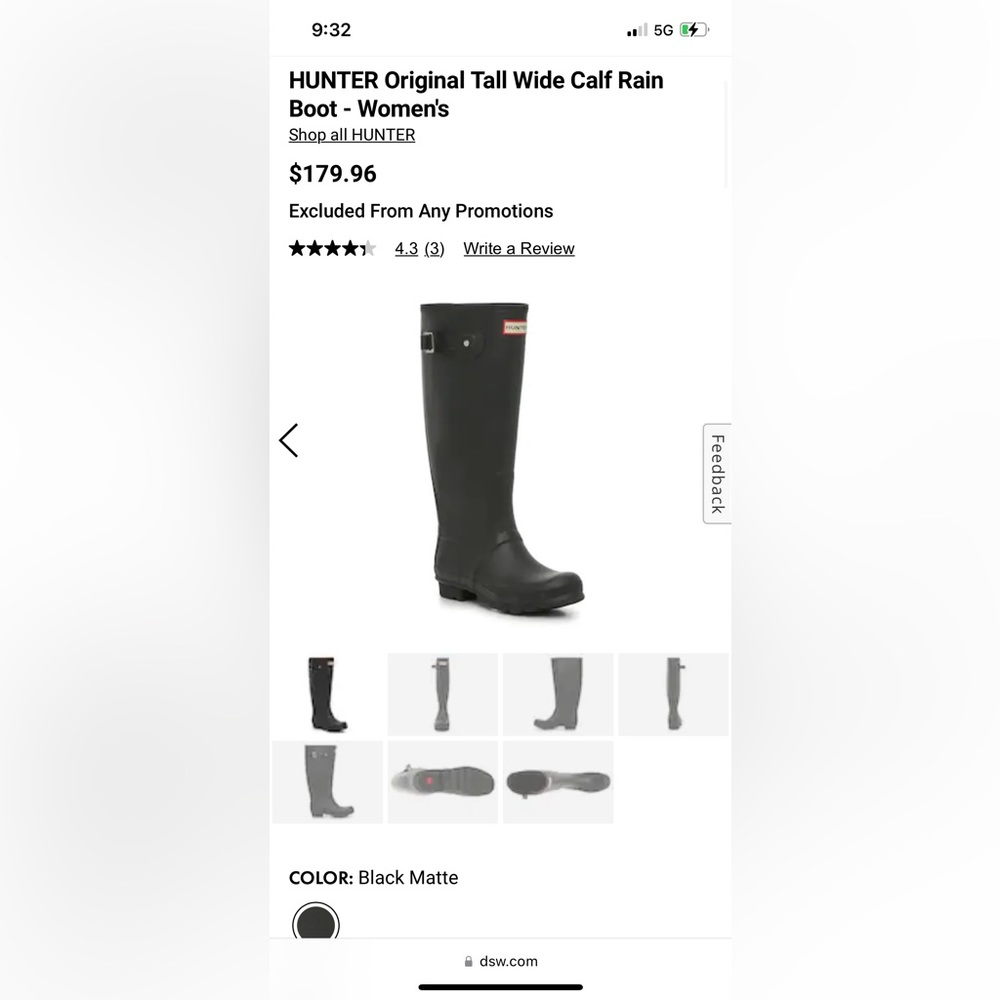 Dark grey hunter rain boots